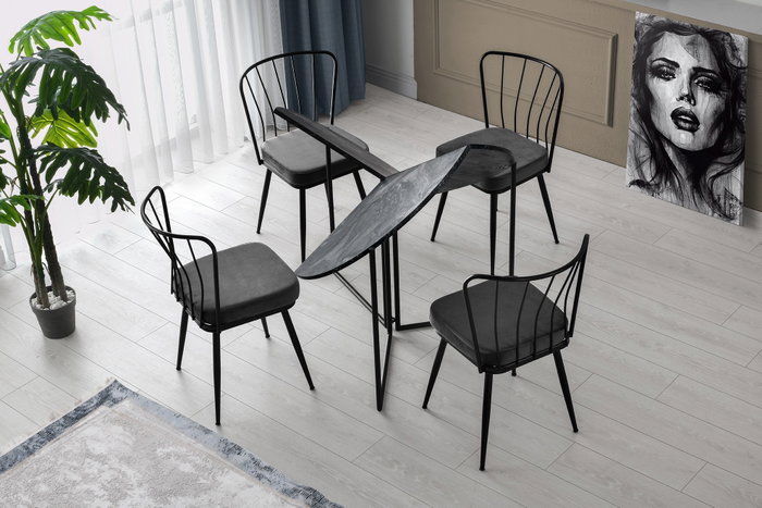 Aucune Mesa de comedor YAPRAK Antracita Redonda